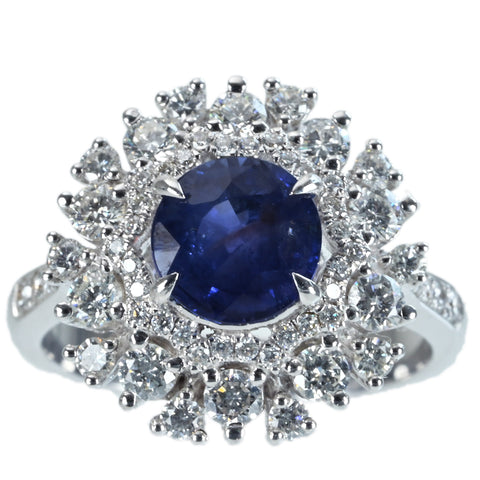 【中古】K18WG SAPPHIRE RING サファイアリング S2.05ct D1.00ct 6.4g #12.5