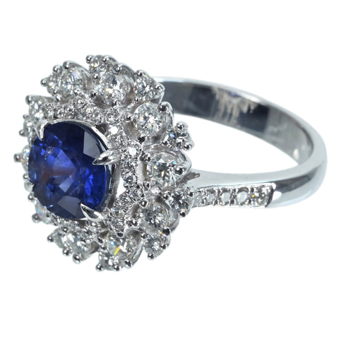 【中古】K18WG SAPPHIRE RING サファイアリング S2.05ct D1.00ct 6.4g #12.5