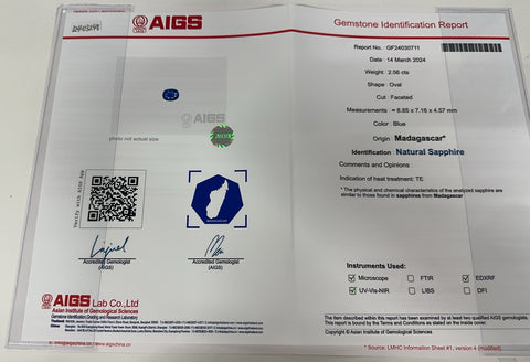 【中古】K18WG SAPPHIRE マダガスカル産 サファイアリング S2.56ct D0.32ct AIGS鑑別書付き 5.2g #14