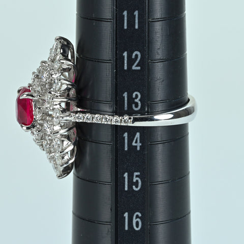 【中古】K18WG Myanmar RUBY RING ミャンマー（ビルマ）産ルビーリング R1.23ct D1.50ct Pigeon Blood AIGS鑑別書 6.2g #13