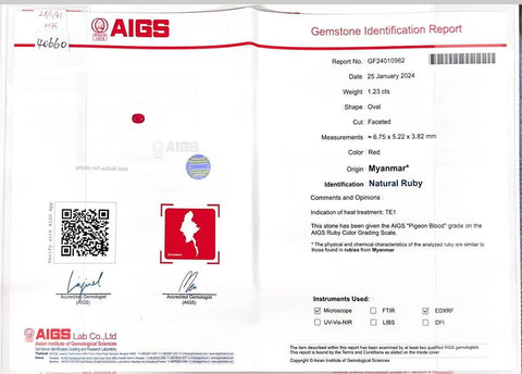 【中古】K18WG Myanmar RUBY RING ミャンマー（ビルマ）産ルビーリング R1.23ct D1.50ct Pigeon Blood AIGS鑑別書 6.2g #13