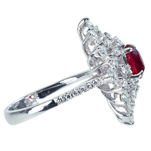 【中古】K18WG Myanmar RUBY RING ミャンマー（ビルマ）産ルビーリング R1.23ct D1.50ct Pigeon Blood AIGS鑑別書 6.2g #13