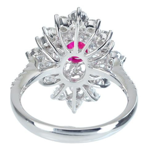 【中古】K18WG Myanmar RUBY RING ミャンマー（ビルマ）産ルビーリング R1.23ct D1.50ct Pigeon Blood AIGS鑑別書 6.2g #13