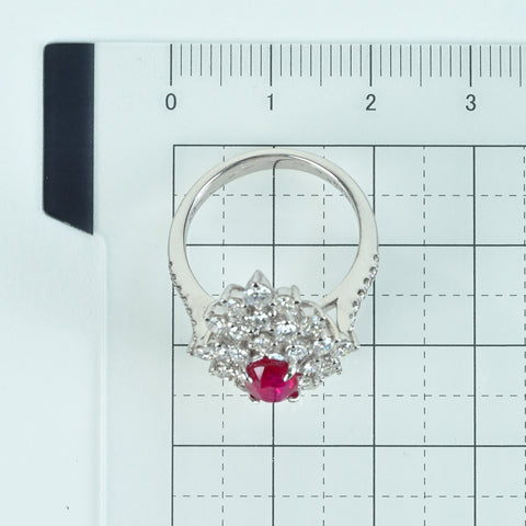 【中古】K18WG Myanmar RUBY RING ミャンマー（ビルマ）産ルビーリング R1.23ct D1.50ct Pigeon Blood AIGS鑑別書 6.2g #13