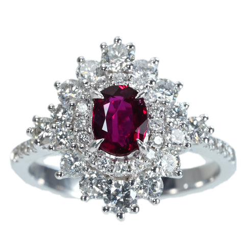 【中古】K18WG RUBY RING ルビーリング R0.94ct D1.19ct 4.6g #13.5