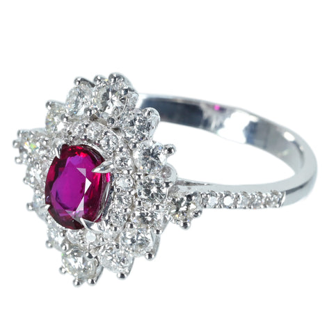 [Pre-owned] K18WG RUBY RING Ruby Ring R0.94ct D1.19ct 4.6g #13.5 