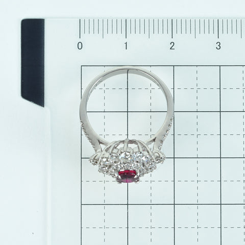[Pre-owned] K18WG RUBY RING Ruby Ring R0.94ct D1.19ct 4.6g #13.5 