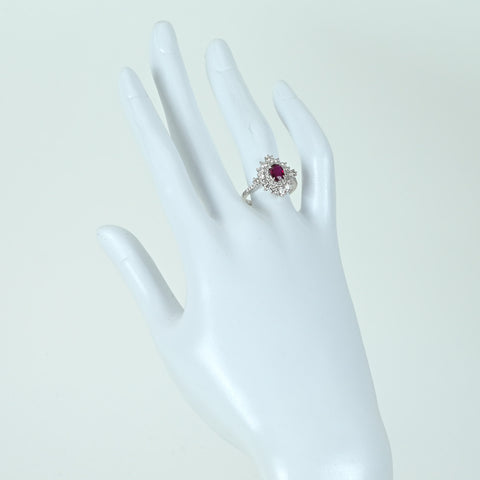 [Pre-owned] K18WG RUBY RING Ruby Ring R0.94ct D1.19ct 4.6g #13.5 