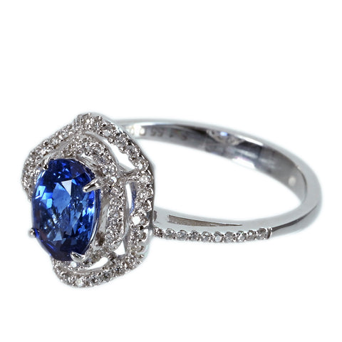 [Pre-owned] K18WG SAPPHIRE RING Sapphire ring S1.55ct D0.28ct 3.31g #13 