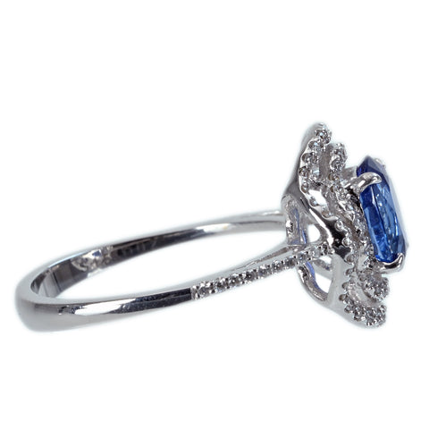 [Pre-owned] K18WG SAPPHIRE RING Sapphire ring S1.55ct D0.28ct 3.31g #13 