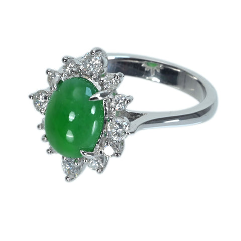 【中古】K18WG JADEITE ヒスイリング J2.633ct D0.60ct 5.5g #13