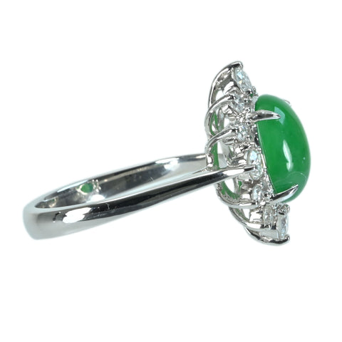 【中古】K18WG JADEITE ヒスイリング J2.633ct D0.60ct 5.5g #13