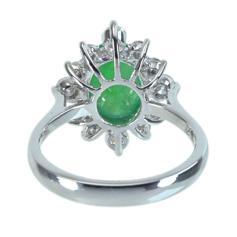 【中古】K18WG JADEITE ヒスイリング J2.633ct D0.60ct 5.5g #13