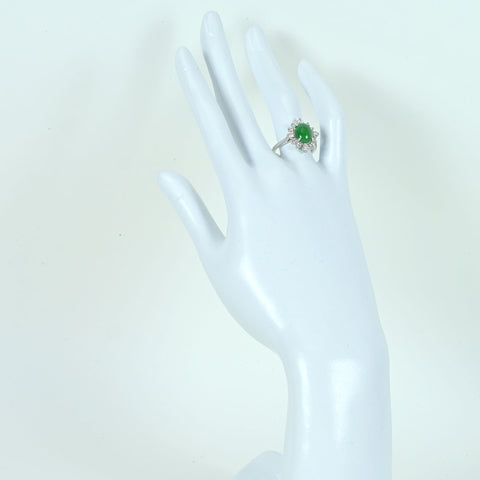【中古】K18WG JADEITE ヒスイリング J2.633ct D0.60ct 5.5g #13