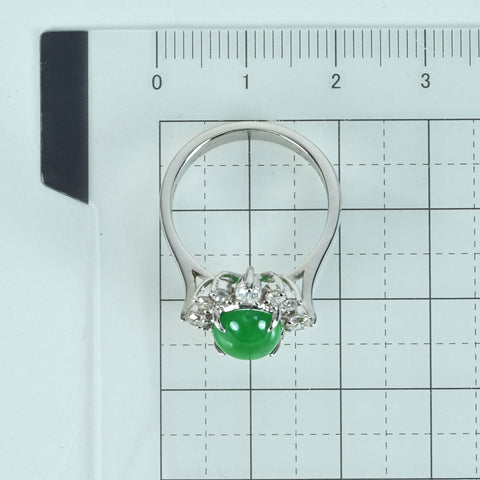 【中古】K18WG JADEITE ヒスイリング J2.633ct D0.60ct 5.5g #13