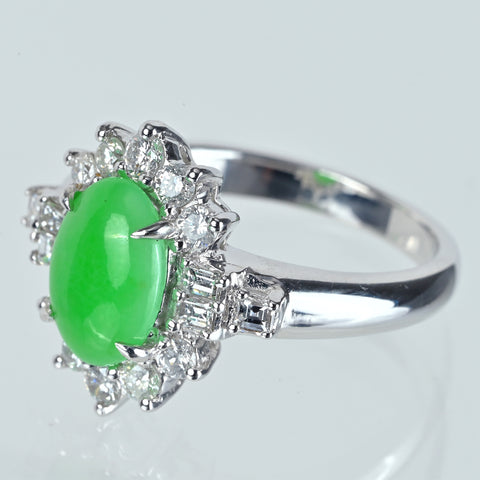 【中古】K18WG JADEITE ヒスイリング J2.051ct D0.77ct 6.4g #14