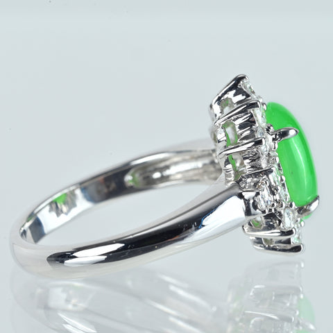 【中古】K18WG JADEITE ヒスイリング J2.051ct D0.77ct 6.4g #14