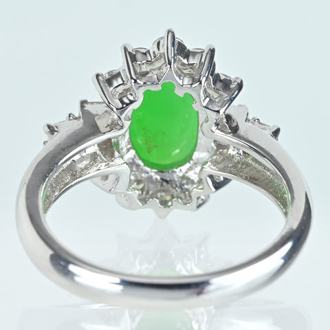 【中古】K18WG JADEITE ヒスイリング J2.051ct D0.77ct 6.4g #14