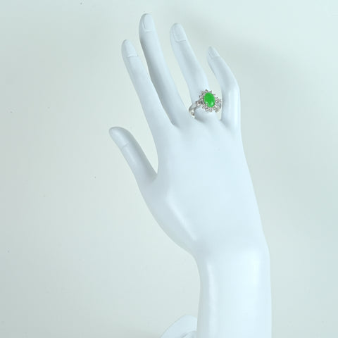 【中古】K18WG JADEITE ヒスイリング J2.051ct D0.77ct 6.4g #14