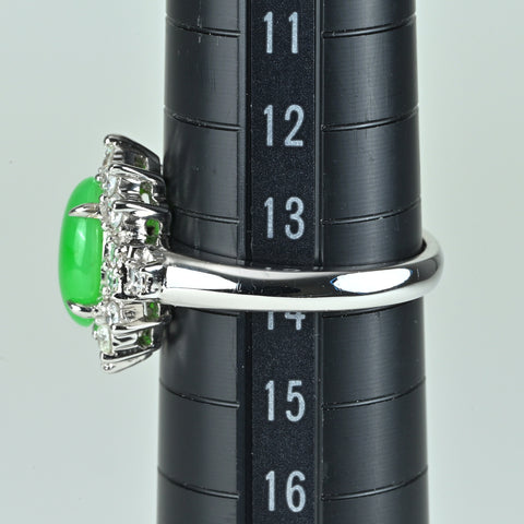 【中古】K18WG JADEITE ヒスイリング J2.051ct D0.77ct 6.4g #14