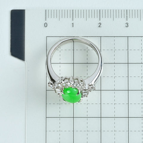 【中古】K18WG JADEITE ヒスイリング J2.051ct D0.77ct 6.4g #14
