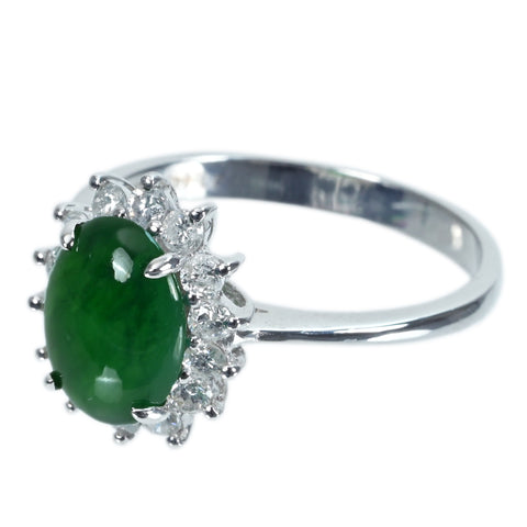 [Pre-owned] K18WG JADEITE RING Jadeite Ring Jadeite 1.848ct ​​Diameter 0.45ct 3.3g #13 