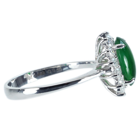 [Pre-owned] K18WG JADEITE RING Jadeite Ring Jadeite 1.848ct ​​Diameter 0.45ct 3.3g #13 