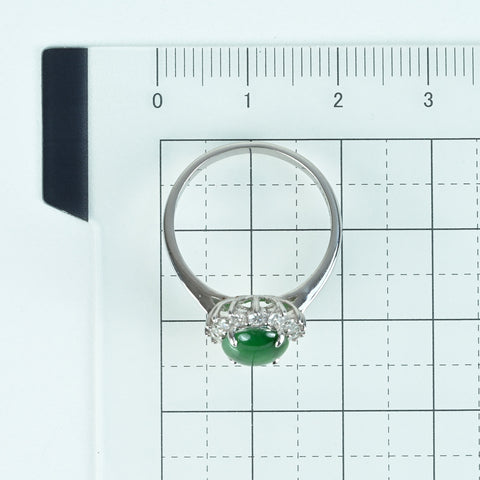 [Pre-owned] K18WG JADEITE RING Jadeite Ring Jadeite 1.848ct ​​Diameter 0.45ct 3.3g #13 