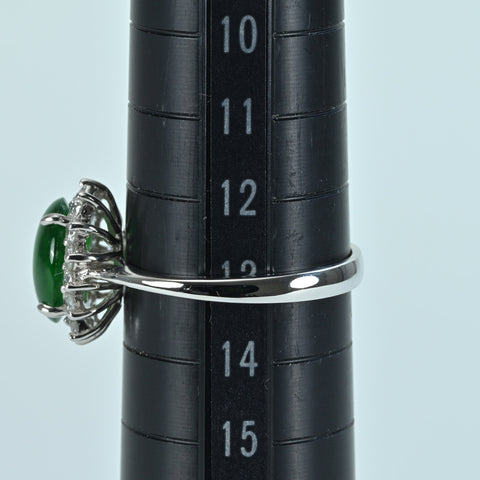 [Pre-owned] K18WG JADEITE RING Jadeite Ring Jadeite 1.848ct ​​Diameter 0.45ct 3.3g #13 