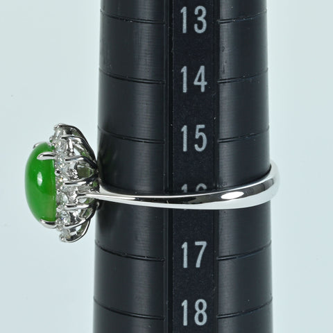 【中古】K18WG JADEITEZ ヒスイリング J1.70ct D0.43ct 3.5g #16