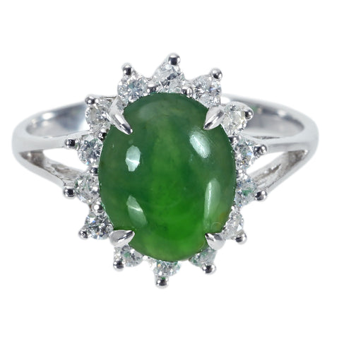 【中古】K18WG JADEITE RING ヒスイリング J2.341ct D0.43ct 3.4g #13