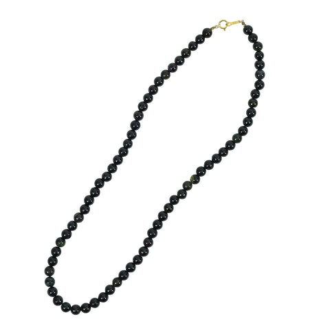 [Used] 18K Yellow Gold Tourmaline Round Bead Necklace 29.3g 