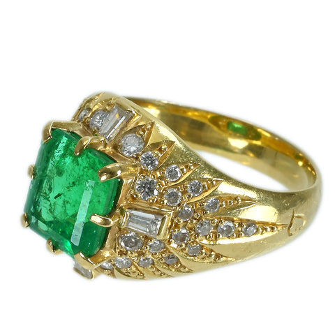 【中古】K18YG EMERALDエメラルドリング E2.44ct D0.63ct 5.8g #10