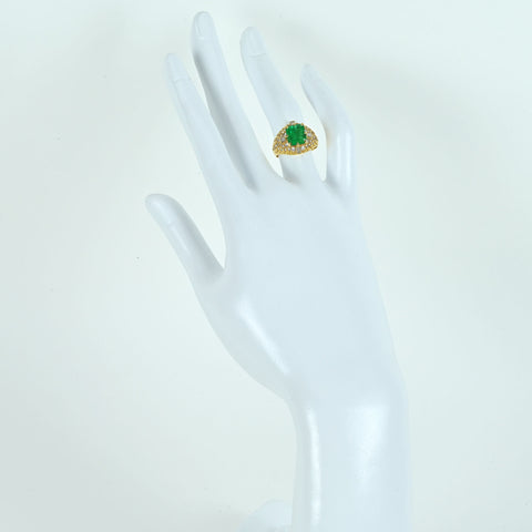 【中古】K18YG EMERALDエメラルドリング E2.44ct D0.63ct 5.8g #10