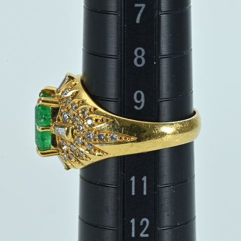 【中古】K18YG EMERALDエメラルドリング E2.44ct D0.63ct 5.8g #10