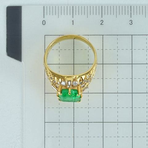 【中古】K18YG EMERALDエメラルドリング E2.44ct D0.63ct 5.8g #10