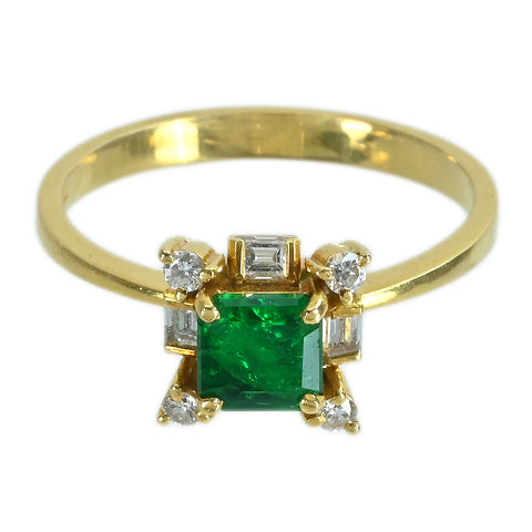 【中古】K18YG EMERALD エメラルドリング 2.6g #12