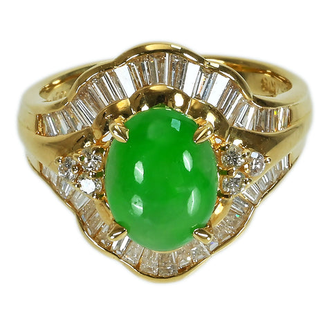 【中古】K18YG JADEITE ヒスイリング J2.54ct D1.00ct 7.2g #11.5