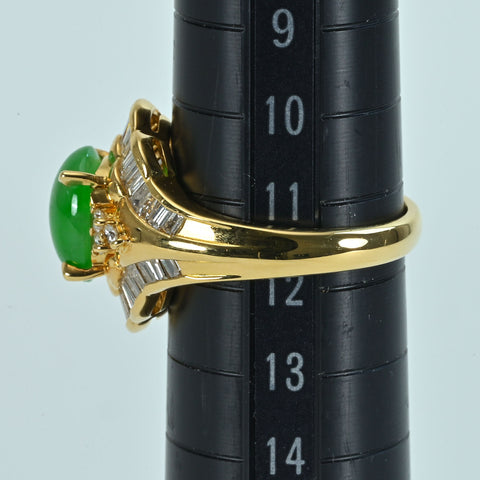 【中古】K18YG JADEITE ヒスイリング J2.54ct D1.00ct 7.2g #11.5