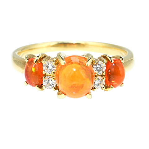 【中古】 K18YG MEXICO OPAL RING メキシコオパールリング OP1.08ct D0.13ct 3.7g #13.5