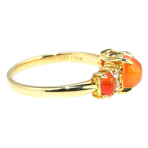 【中古】 K18YG MEXICO OPAL RING メキシコオパールリング OP1.08ct D0.13ct 3.7g #13.5