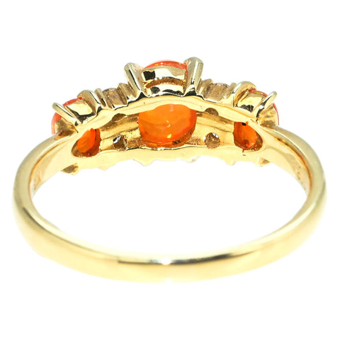【中古】 K18YG MEXICO OPAL RING メキシコオパールリング OP1.08ct D0.13ct 3.7g #13.5