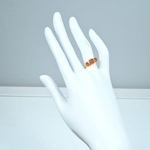 【中古】 K18YG MEXICO OPAL RING メキシコオパールリング OP1.08ct D0.13ct 3.7g #13.5