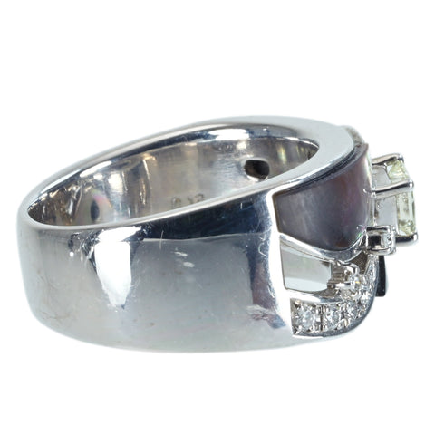 【中古】K18WG/シェル/オニキス DIAMOND RING ダイヤモンドリング D0.29ct D0.13ct 11.8g #12.5
