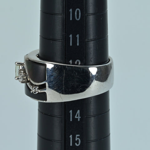 【中古】K18WG/シェル/オニキス DIAMOND RING ダイヤモンドリング D0.29ct D0.13ct 11.8g #12.5