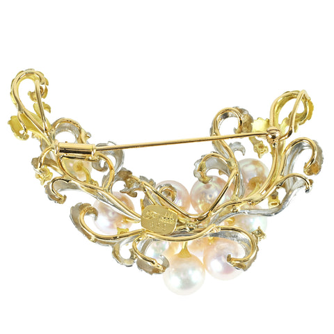 【中古】K18YG/PT900 AKOYA PEARL BROACH アコヤパールペンダント兼用ブローチ P7.8-8.3mm D0.22 29.2g