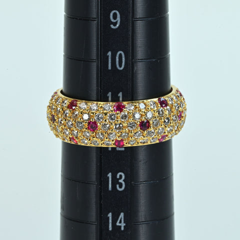【中古】K18YG RUBYルビー・ダイヤモンド パヴェエタニティリング R1.20ct D3.40ct 3.9g #11.5