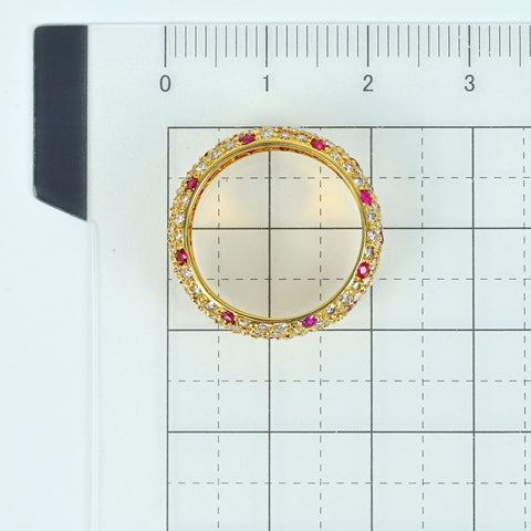 【中古】K18YG RUBYルビー・ダイヤモンド パヴェエタニティリング R1.20ct D3.40ct 3.9g #11.5