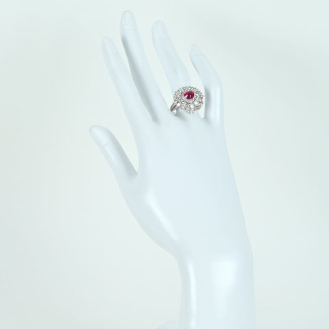 【中古】K18WG Myanmar RUBY RING ビルマ産ルビーリング R1.02ct D2.97ct Pigeon Blood AIGS鑑別書 9.7g #14