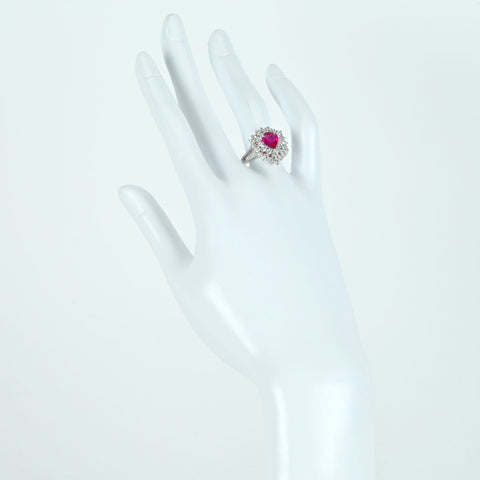 【中古】K18WG Mynmar RUBY RING ビルマ産ルビーリング R1.41ct D1.40ct Pigeon Blood AIGS鑑別書 7.1g #13